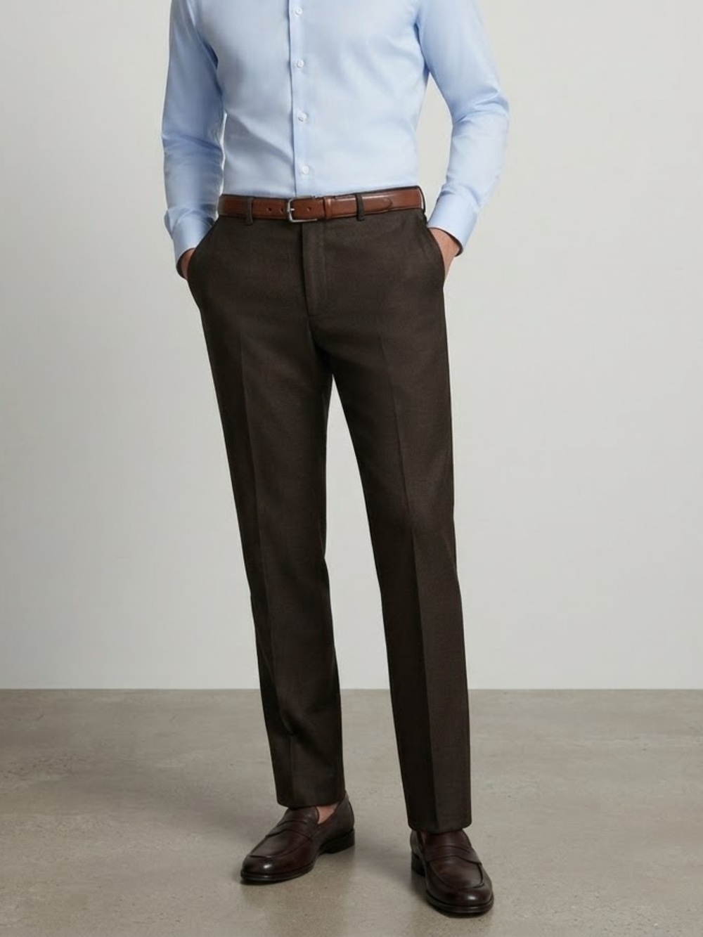 VINTAGE Brown Wool Classic Trousers